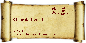 Klimek Evelin névjegykártya